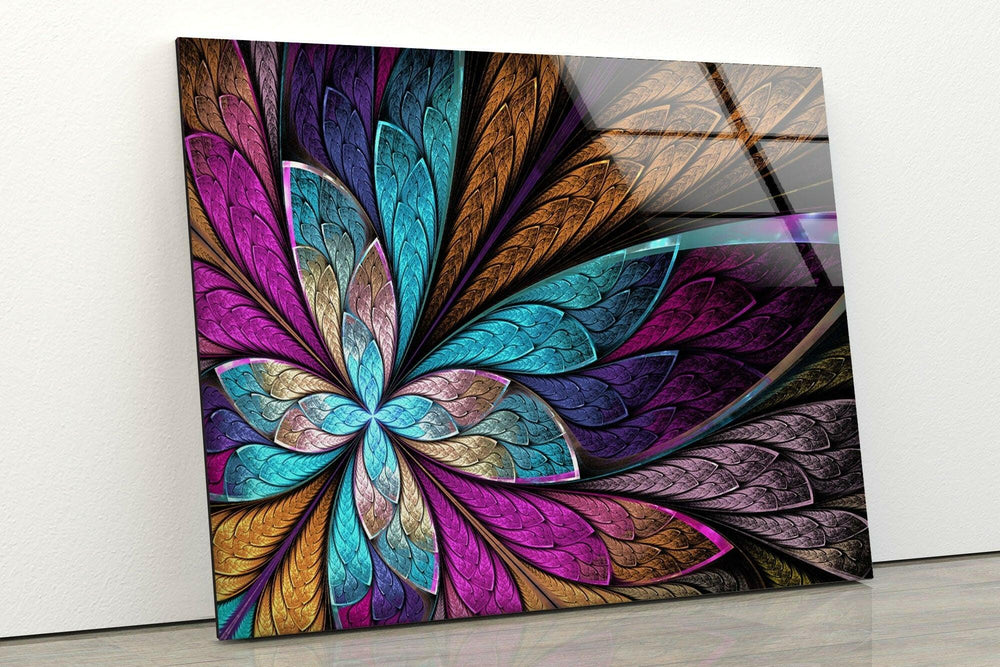 Stained Fractal Flower Glass Wall Art, Glass Art, Glass Prints