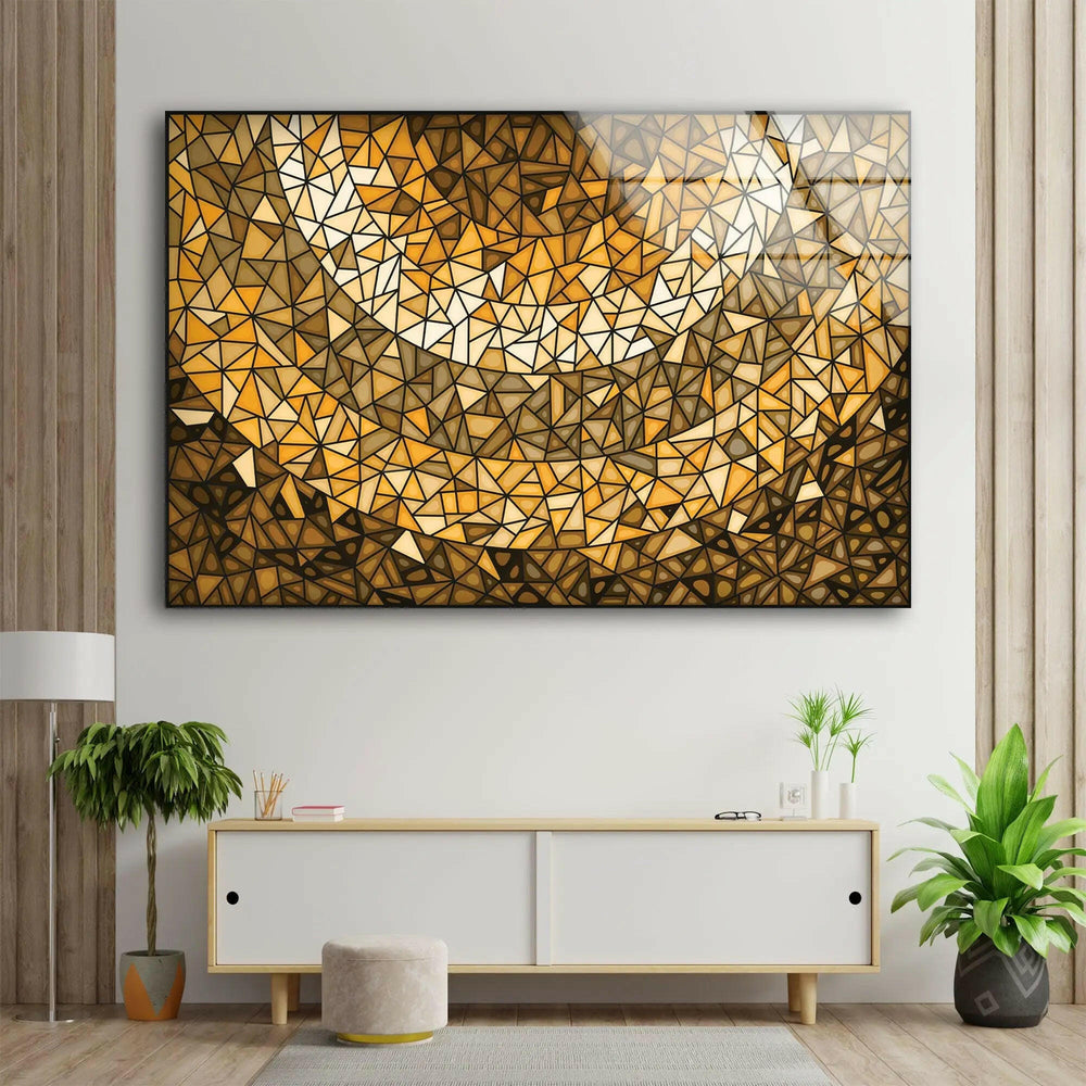 Gold Stained Mosaic Tempered Glass Wall Art