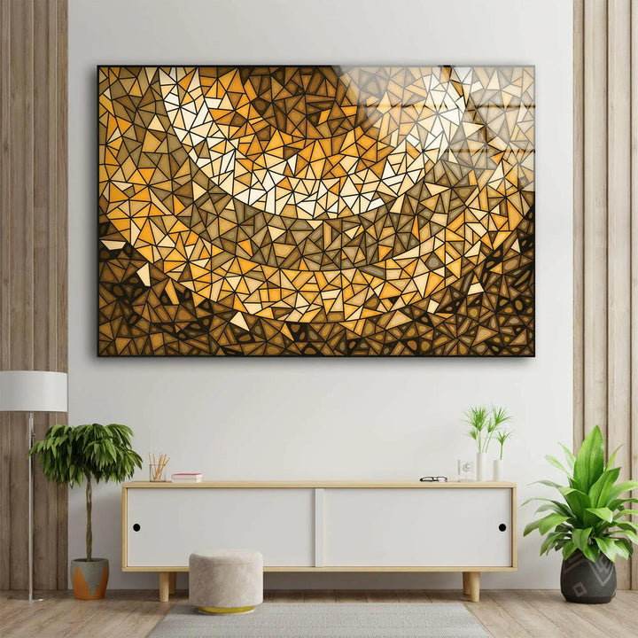 Gold Stained Mosaic Tempered Glass Wall Art