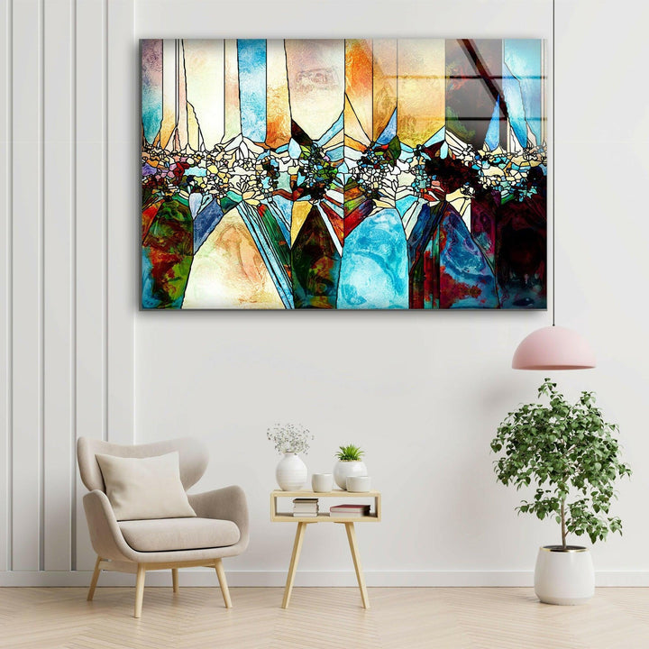 Fractal Abstract Colored Glass Wall Art glass image printing, glass prints from photos
