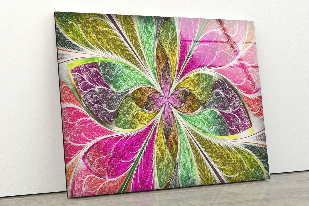 Colorful Fractal Glass Wall Art glass wall decor, glass wall art decor