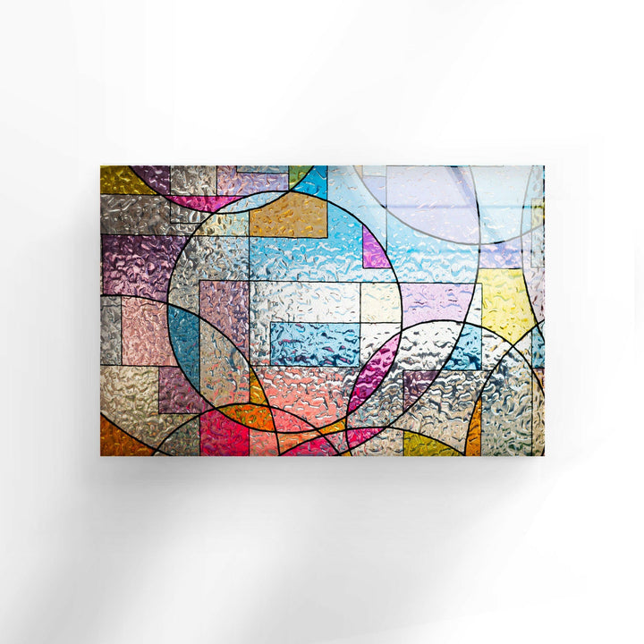 Pink Geometric Stained Glass Wall Art picture on glass wall art, photos printed on glass