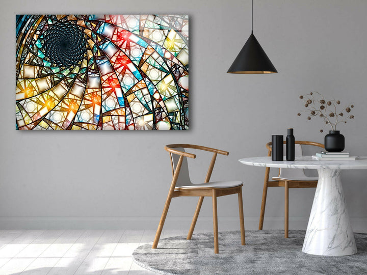 Stained Fractal Art Glass Wall Art glass wall decor, glass wall art decor