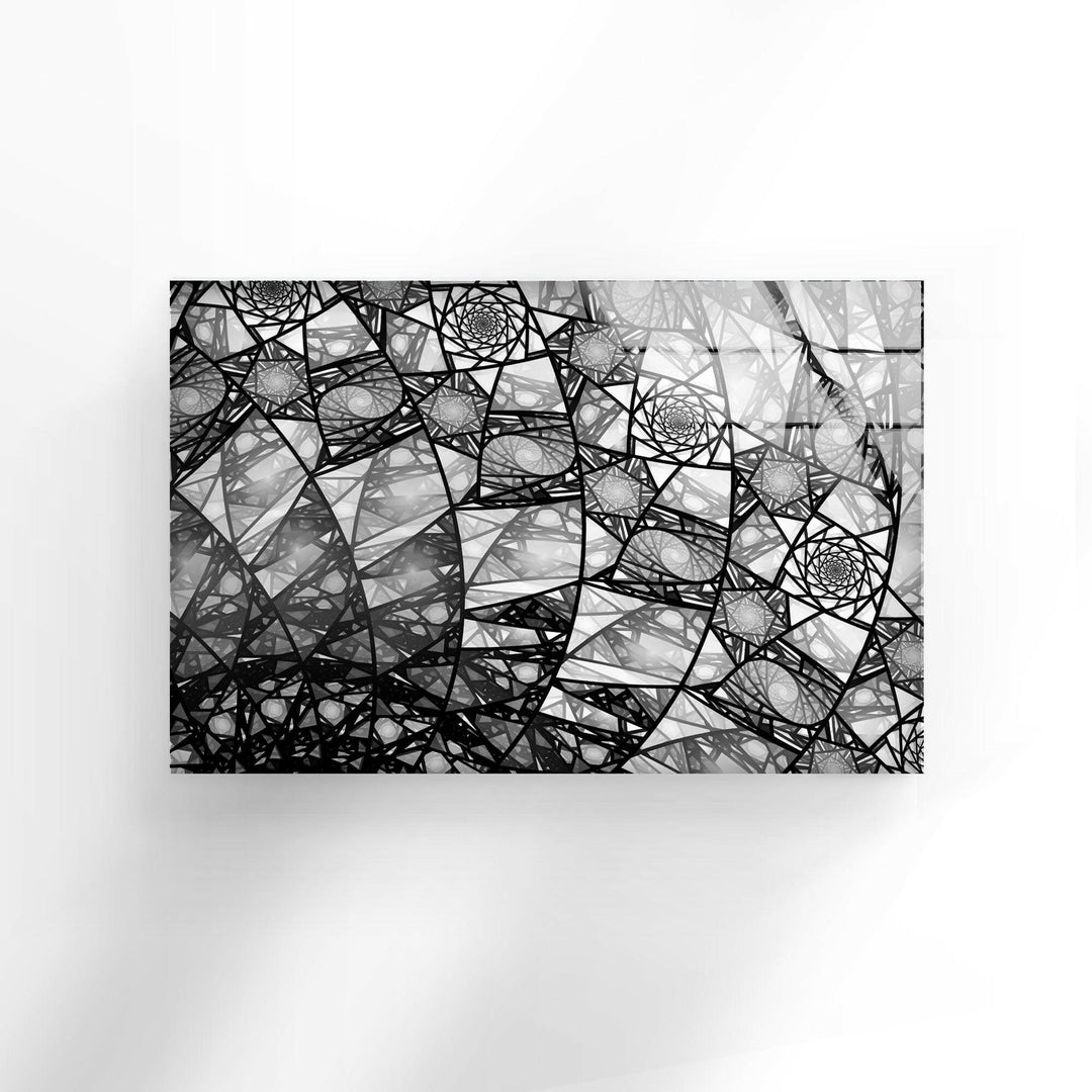 stained silver geometric tempered glass wall art