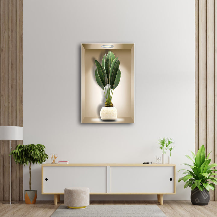 3D Botanical Green Flower Glass Wall Art, glass pictures for Wall, glass prints wall art