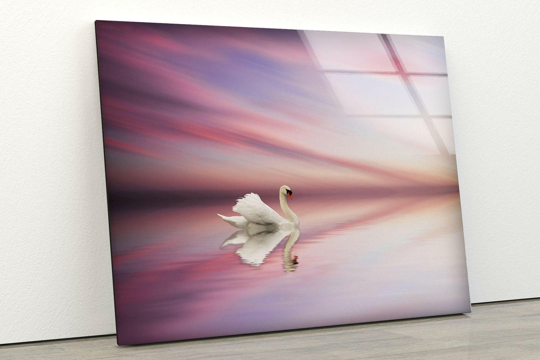 Swan Lake View Glass Wall Art glass pictures for Wall, glass prints wall art