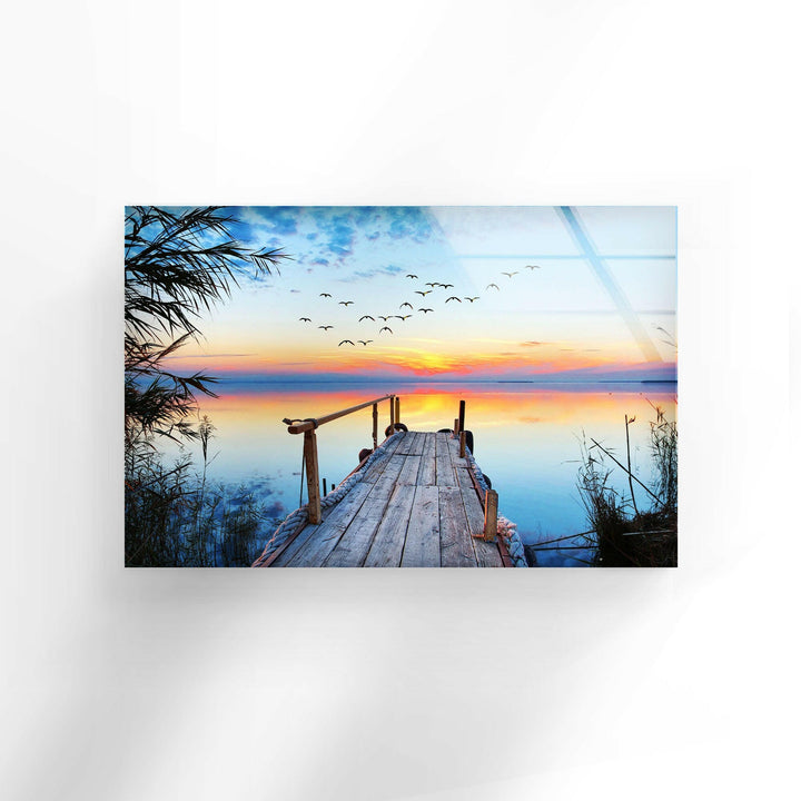 Sunset Jetty Novel Art Glass Wall Art glass image printing, glass prints from photos