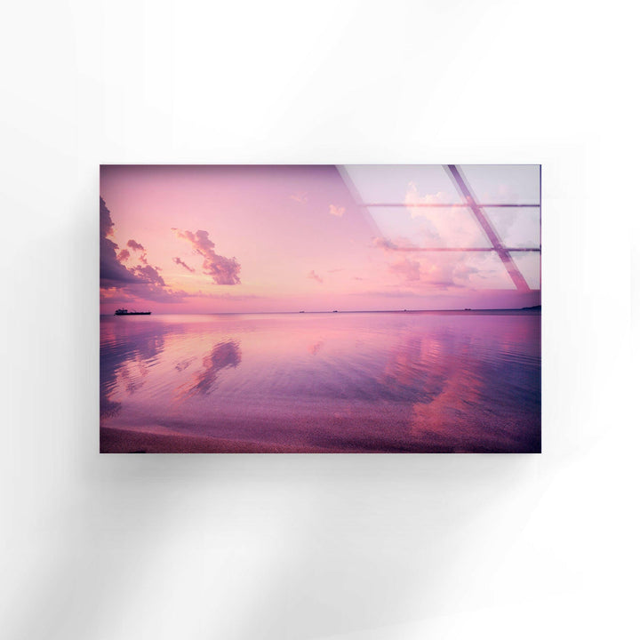 Pink Sky Sea Glass Wall Art Glass Printing Wall Art, Print photos on glass