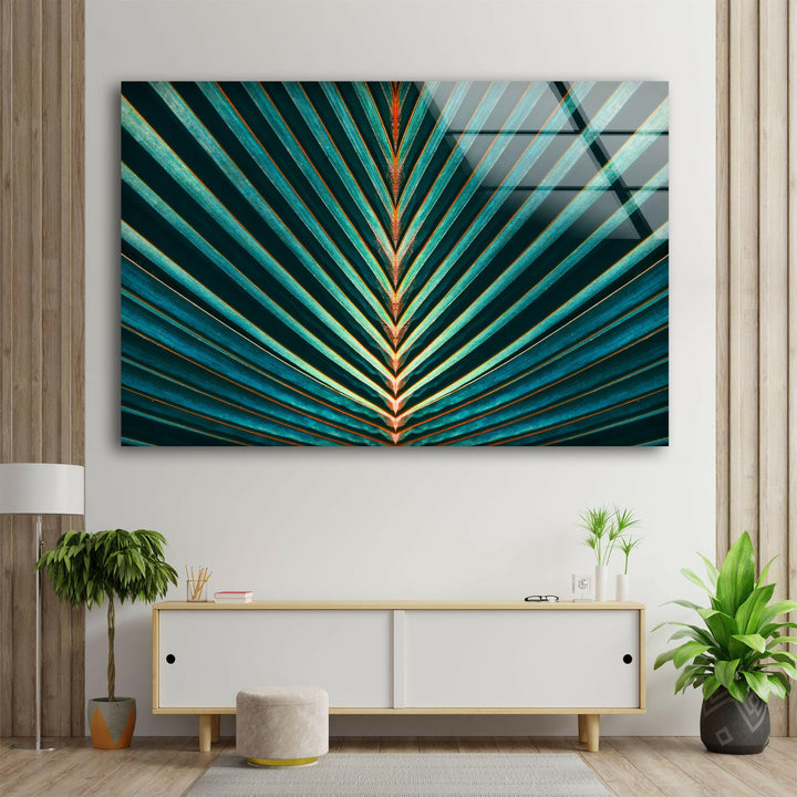 Green Palm Leaf Glass Wall Art, art glass wall art, glass wall art pictures