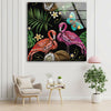 Flamingo Painting Glass Wall Art print on glass, glass printed photos