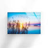 Lake Landscape with Sunset Tempered Glass Wall Art