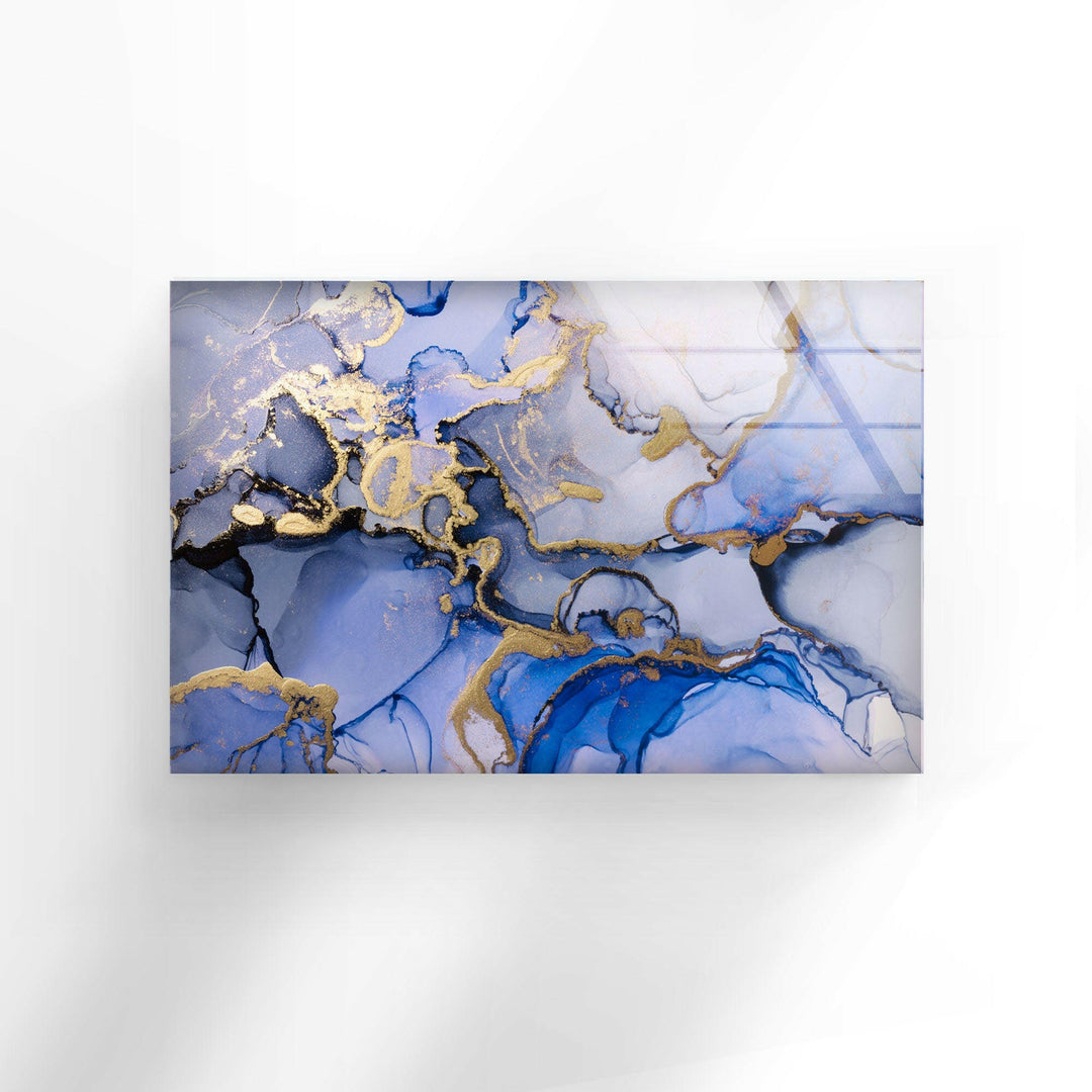 Blue Abstract Alcohol Ink Marble Glass Wall Art glass image printing, glass prints from photos