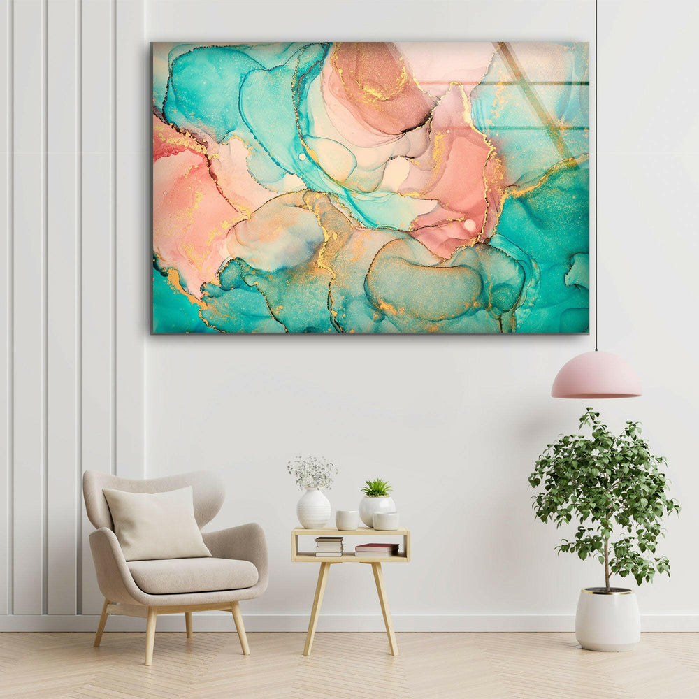 Turquoise Alcohol ink Modern Abstract Wall Art