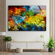 Stained Blue and Yellow Tempered Glass Wall Art