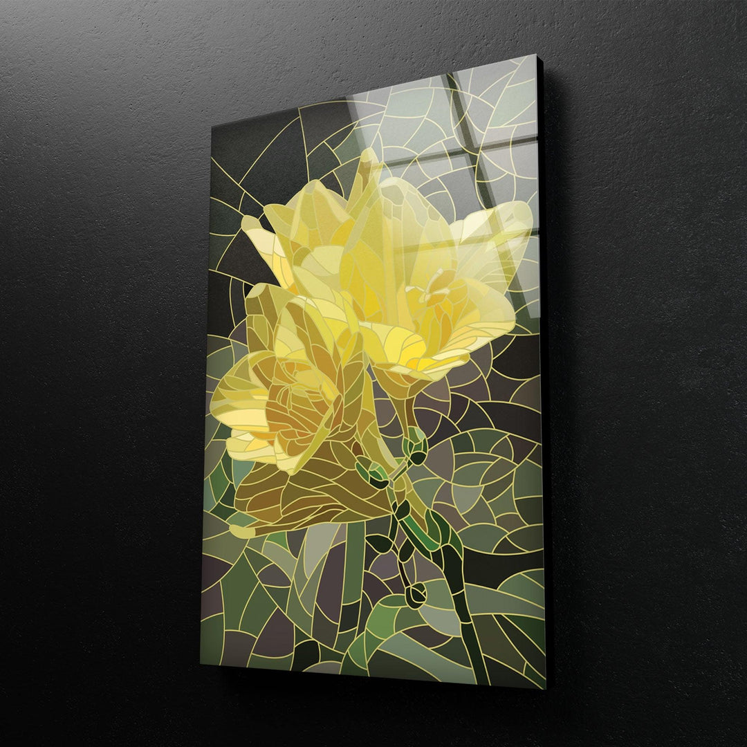 Stained Yellow Flower Glass Wall Art art glass wall art, glass wall art pictures