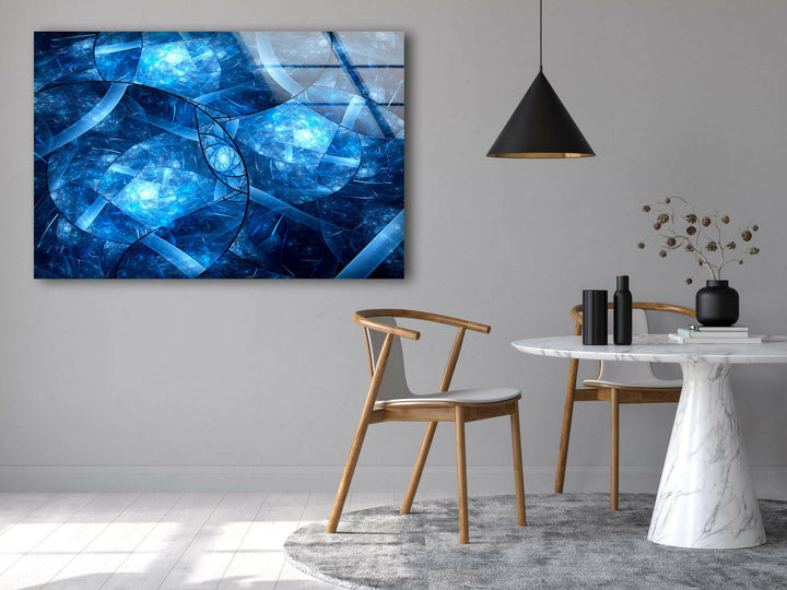 Blue Abstract Patterned Glass Wall Art glass image printing, glass prints from photos