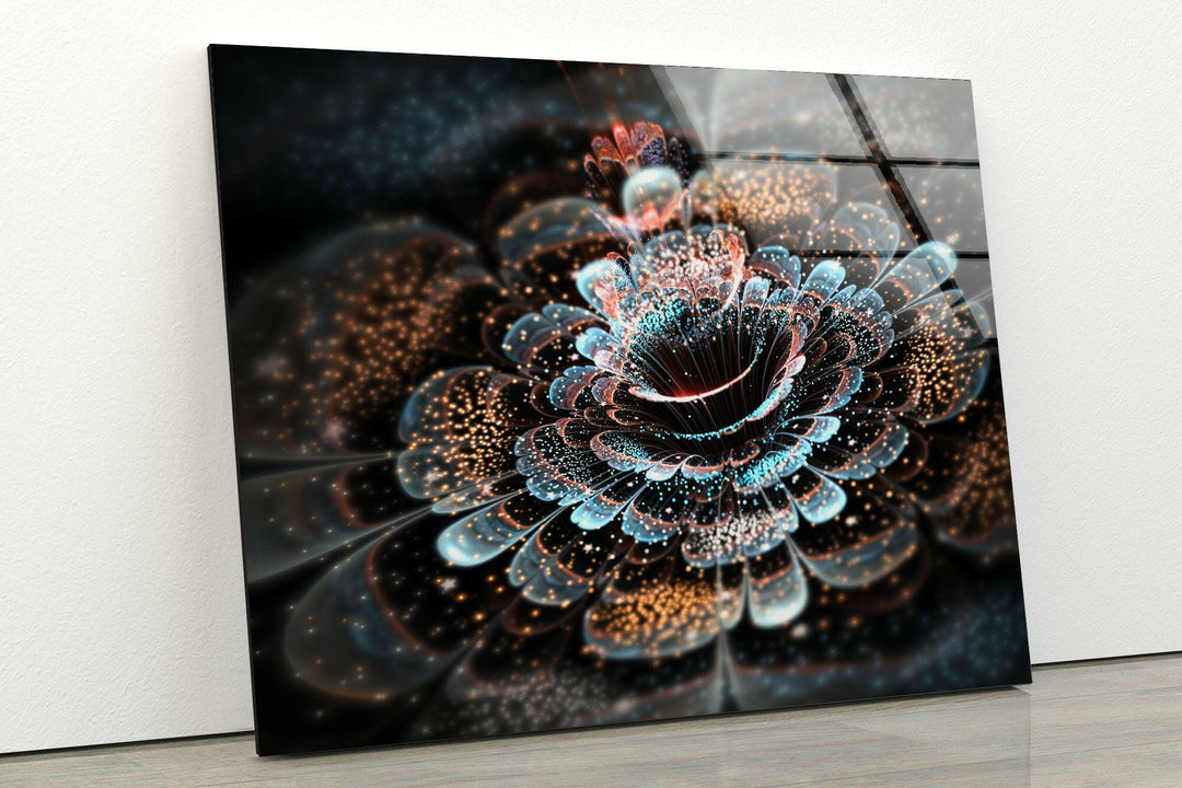 Abstract Fractal Flower Glass Wall Art, art glass wall art, glass wall art pictures
