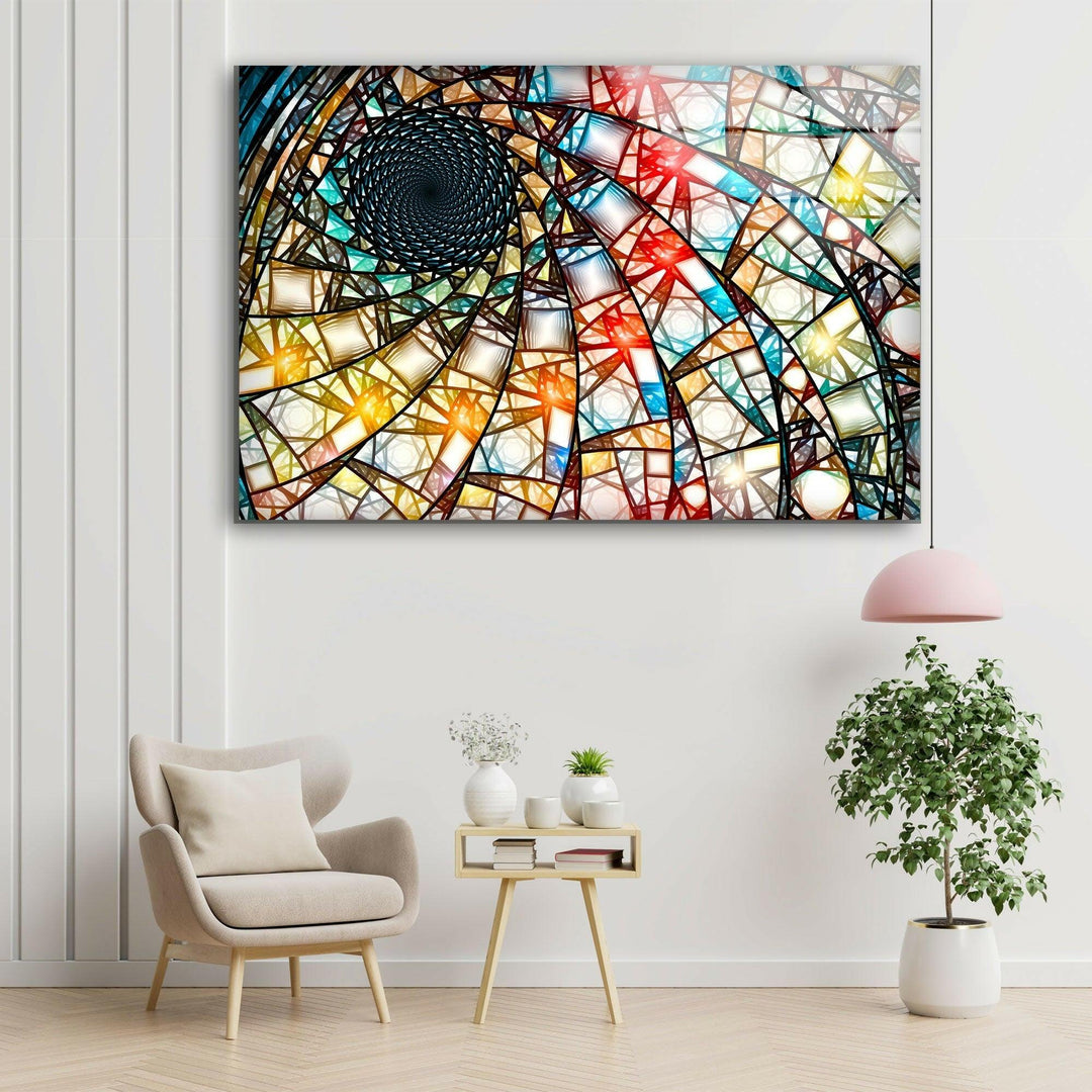 Stained Fractal Art Glass Wall Art picture on glass wall art, photos printed on glass