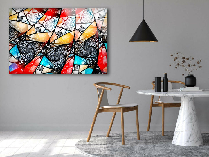 Asymmetric Mosaic Glass Wall Art print picture on glass, Tempered Glass Wall Art