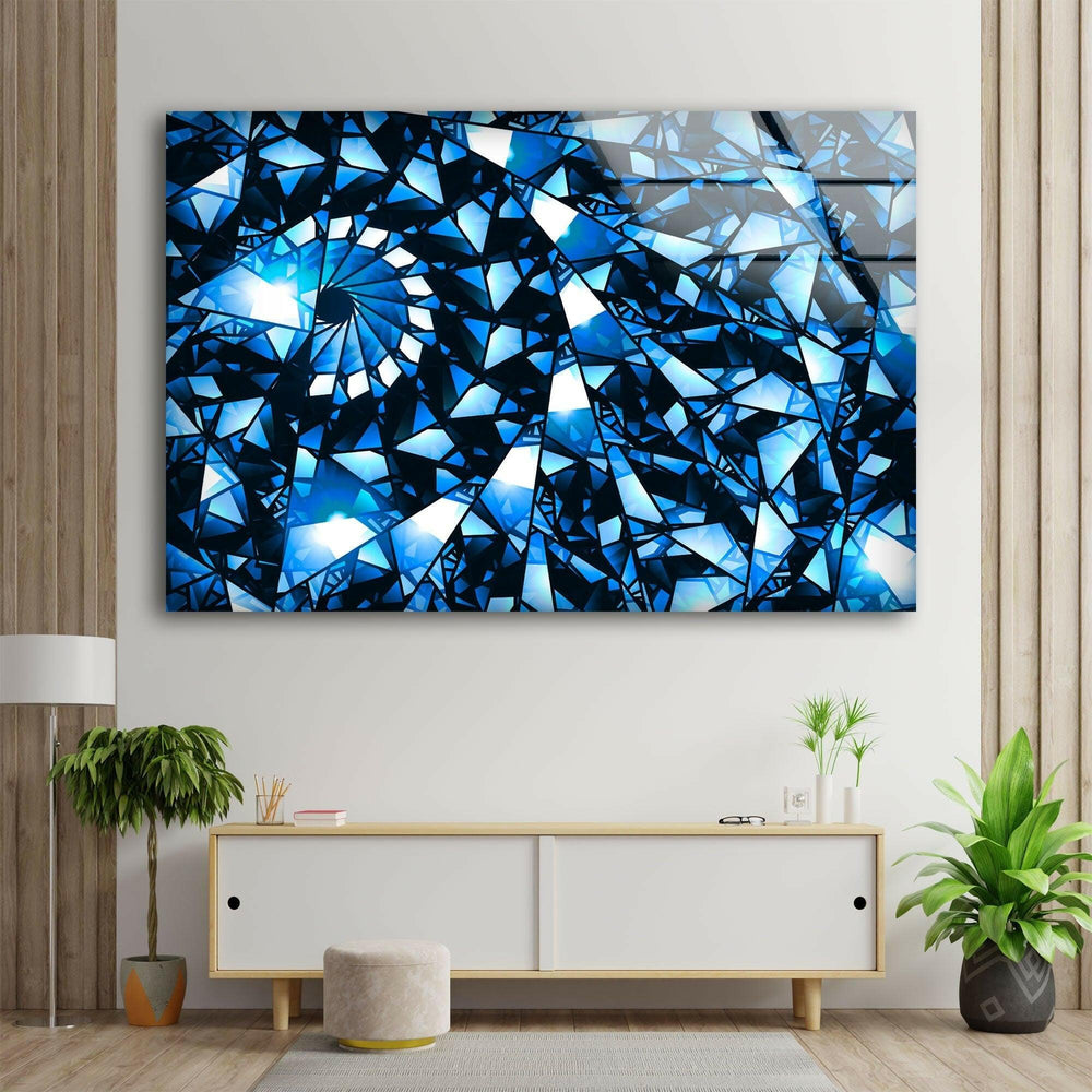 Blue & Black Stained Glass Wall Art glass pictures for Wall, glass prints wall art