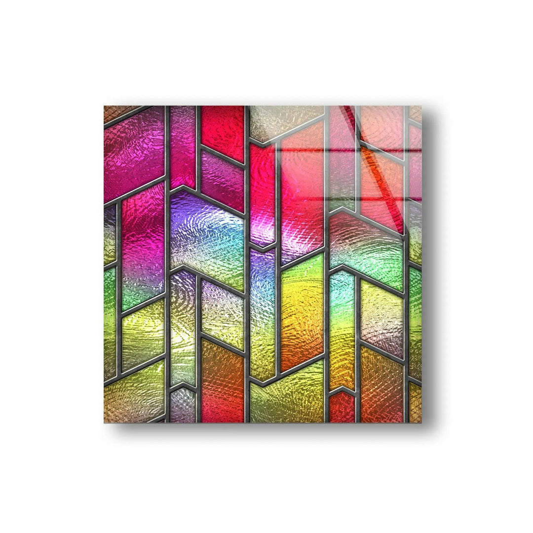 Pink & Yellow Stained Glass Wall Art print on glass, glass printed photos
