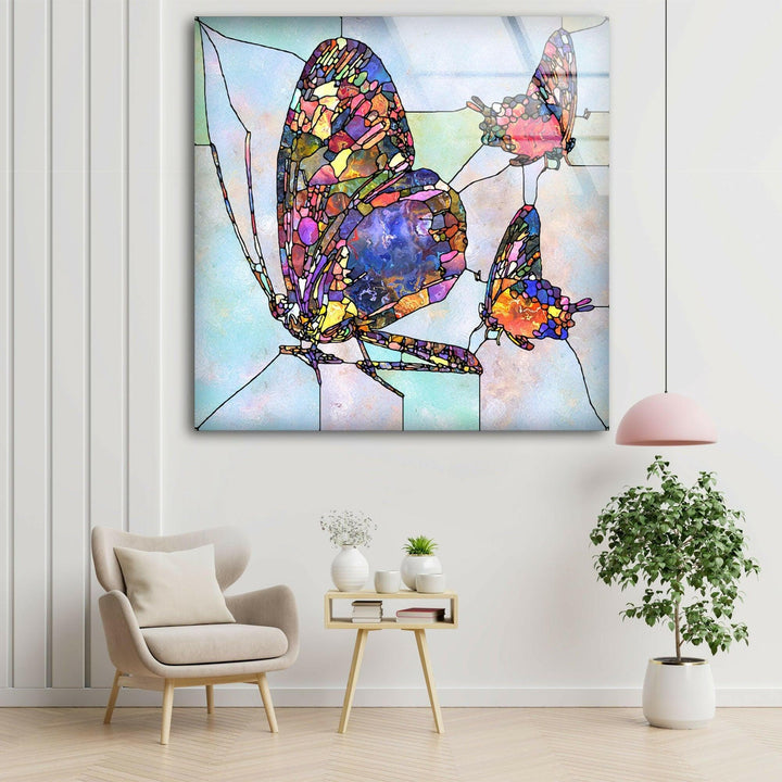 Mosaic Butterfly Glass Wall Art Glass Printing Wall Art, Print photos on glass