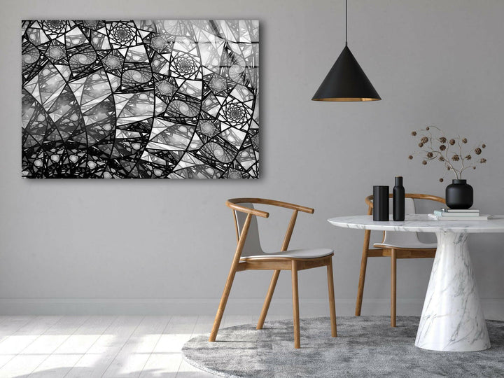 Silver Stained Abstract  Paintings on Glass Panels