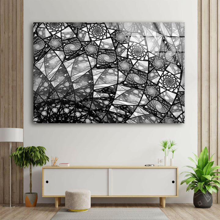 Silver Stained Abstract Wall Art Printed on Glass