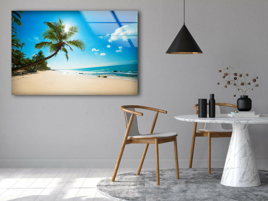 Summer Tropical Beach Glass Wall Art custom glass photo prints, large glass prints