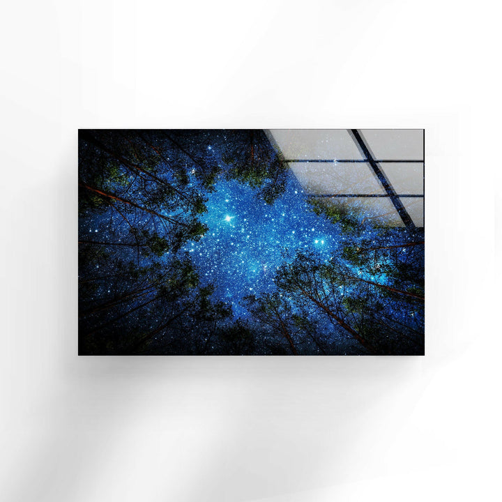 Stars Through The Trees Glass Wall Art glass art painting, glass art for the Wall