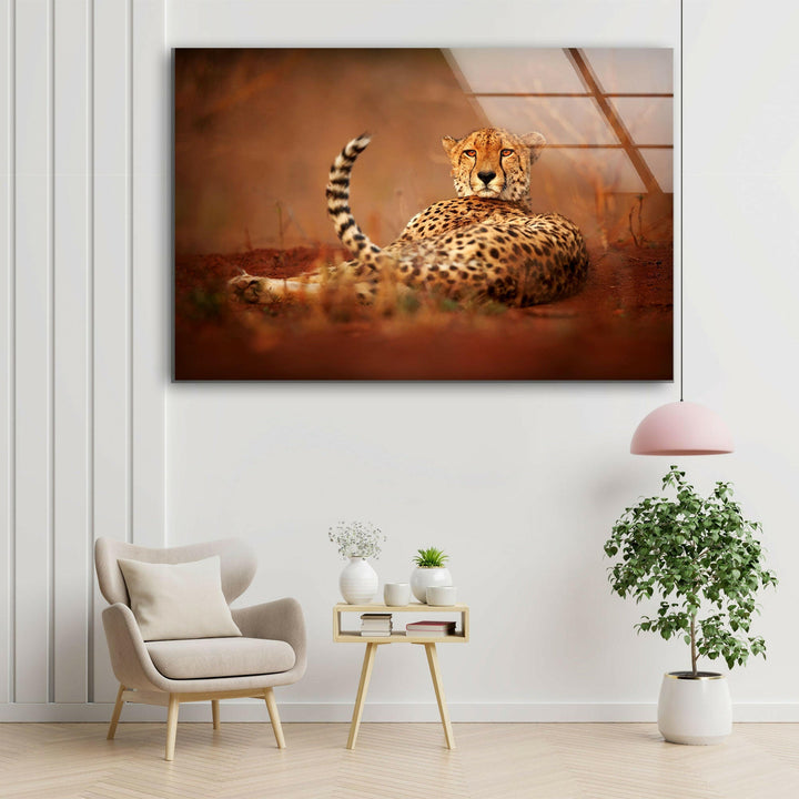 Cheetah in The Savanna Glass Wall Art Glass Printing Wall Art, Print photos on glass