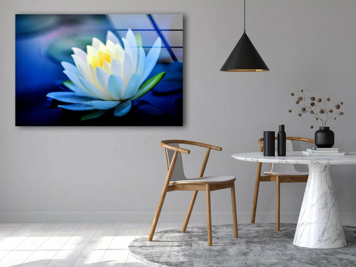 White Water Lotus Glass Wall Art, art glass wall art, glass wall art pictures