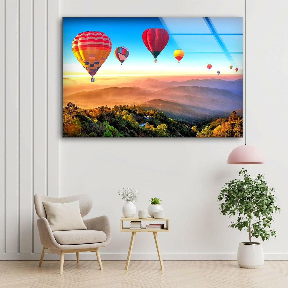 Hot Air Balloon Glass Wall Art  glass wall decor, glass wall art decor 