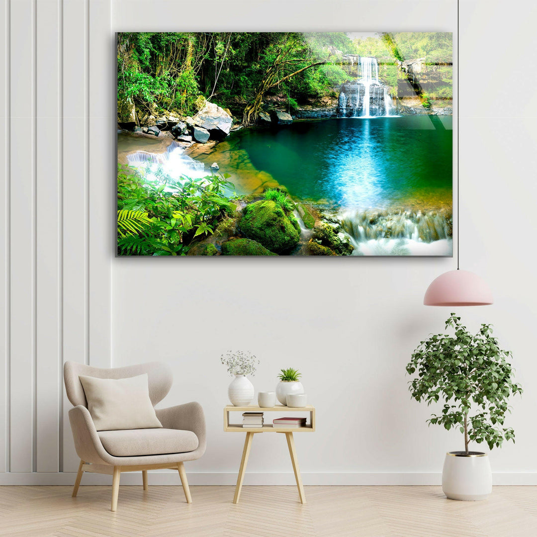 Waterfall Nature Landscape Glass Wall Art glass image printing, glass prints from photos