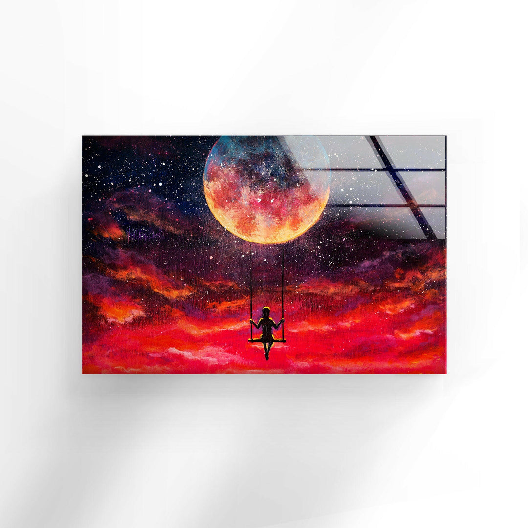 Red Full Moon Cool Wall Art & Glass Photo Prints