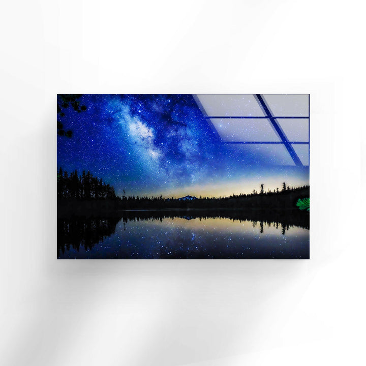 Milky Way in the Night Sky Glass Wall Art glass photo prints, glass picture prints