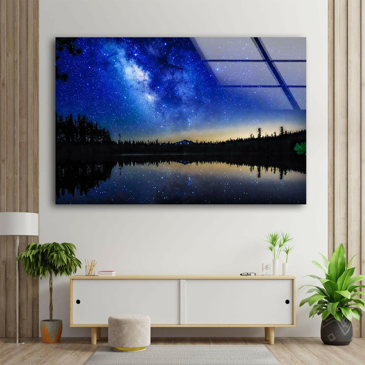 Milky Way in the Night Sky Glass Wall Art art glass wall art, glass wall art pictures