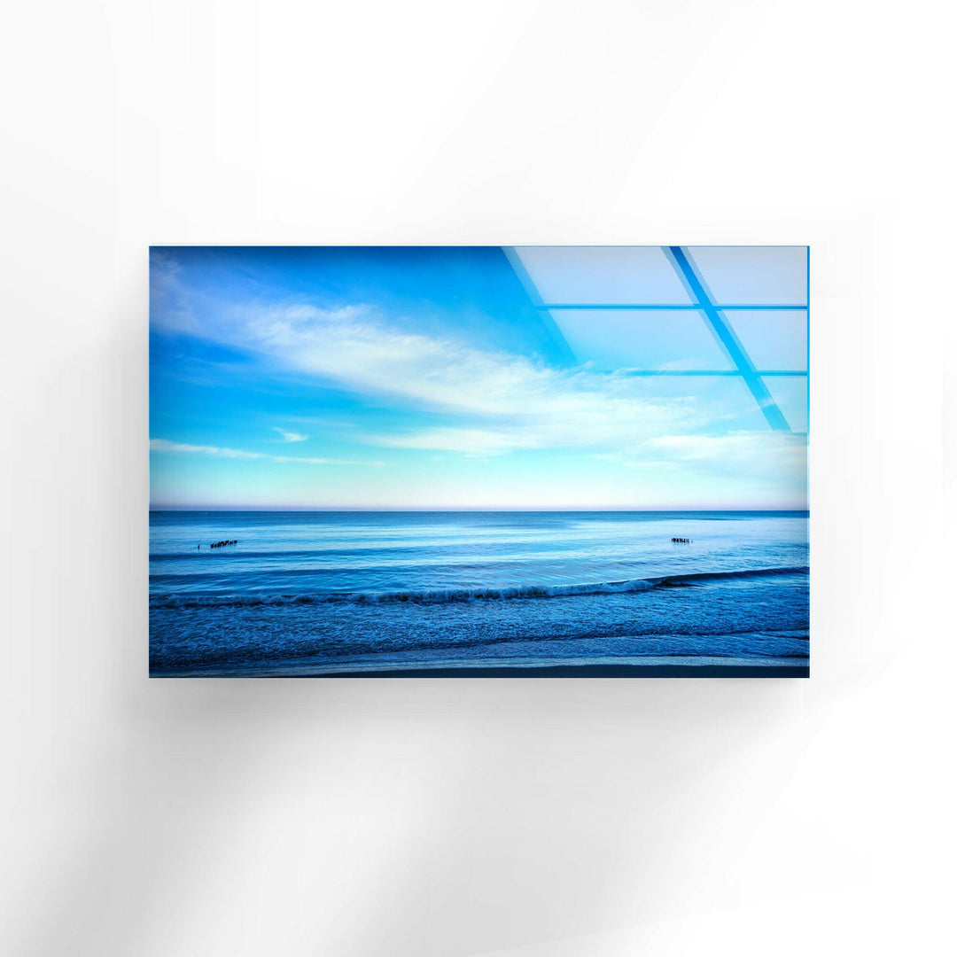 Blue Sea Landscape Glass Wall Art art glass wall art, glass wall art pictures