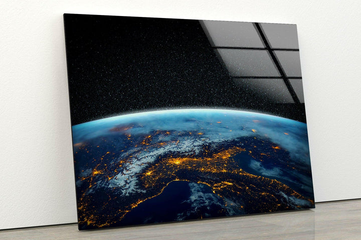 Earth At Night Glass Wall Art, art glass wall art, glass wall art pictures