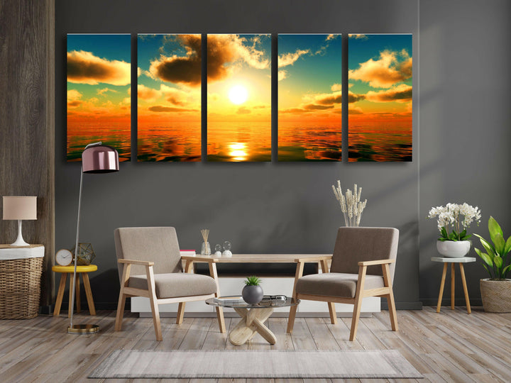 Sunrise At Sea Glass Wall Art, print on glass, glass printed photos