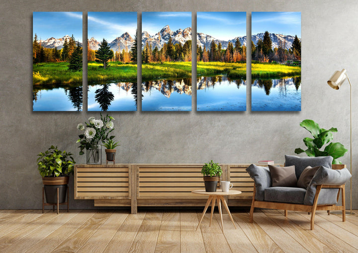 Grand Teton Lake&Nature Landscape Glass Wall Art, custom glass photo prints, large glass prints