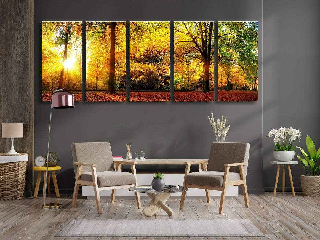 Autumn Nature Landscape Glass Wall Art, picture on glass wall art, photos printed on glass