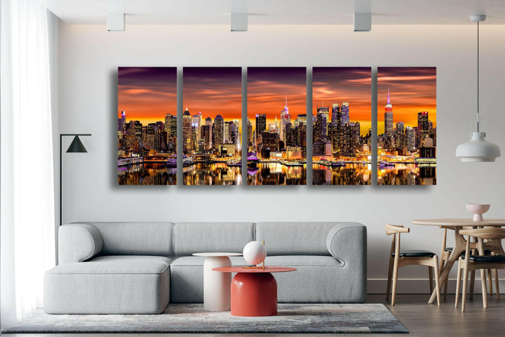 Midtown Manhattan Night Glass Wall Art, glass pictures for Wall, glass prints wall art