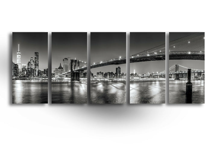 Brooklyn Bridge Black&White Glass Wall Art, print picture on glass, Tempered Glass Wall Art