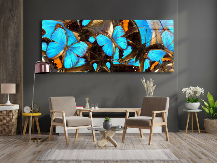 Blue Butterflies Glass Wall Art, art glass wall art, glass wall art pictures