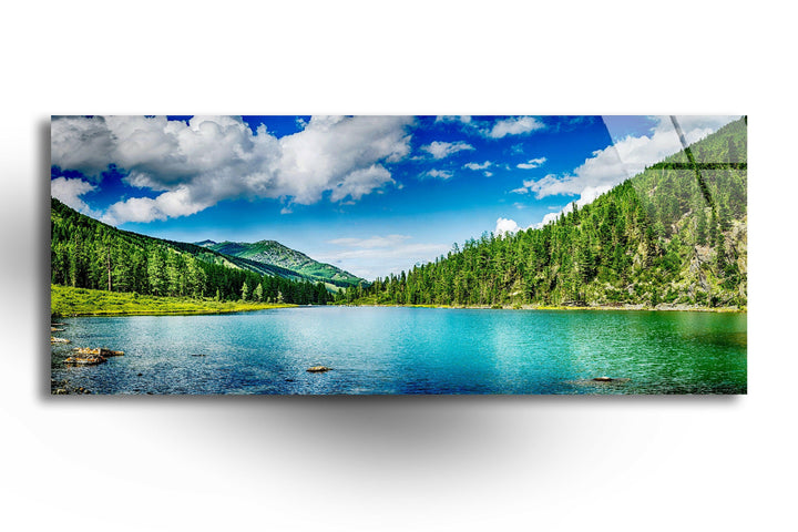 Mountain & Lake Landscape Glass Wall Art, glass image printing, glass prints from photos