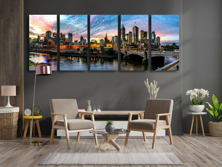 Downtown Melbourne Cityscape Glass Wall Art, Glass Printing Wall Art, Print photos on glass