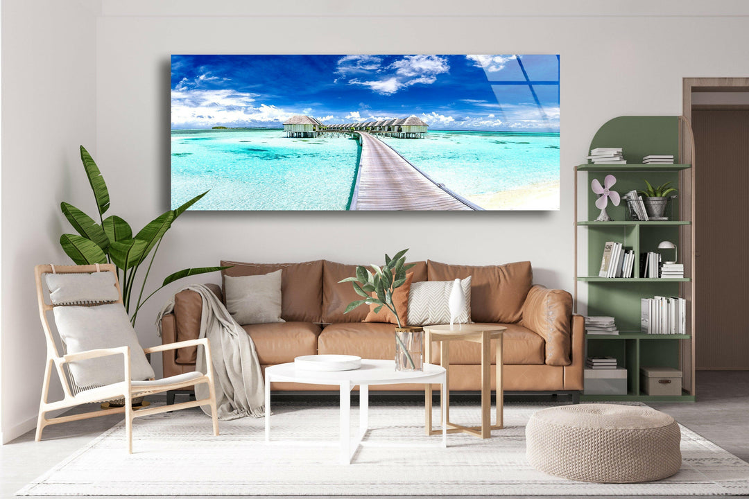 Maldives Beaches Landscape Glass Wall Art, print picture on glass, Tempered Glass Wall Art