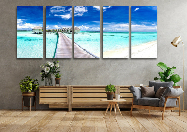 Maldives Beaches Landscape Glass Wall Art, print on glass, glass printed photos