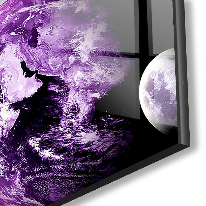 Purple Galaxy, Planets Glass Wall Art, picture on glass wall art, photos printed on glass